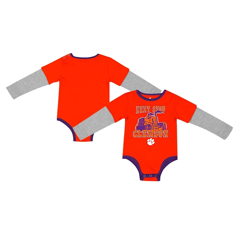 Newborn  Infant Colosseum Clemson Tigers Next Stop Long Sleeve Bodysuit