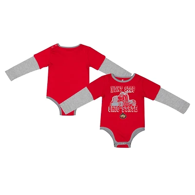 Newborn  Infant Colosseum Ohio State Buckeyes Next Stop Long Sleeve Bodysuit