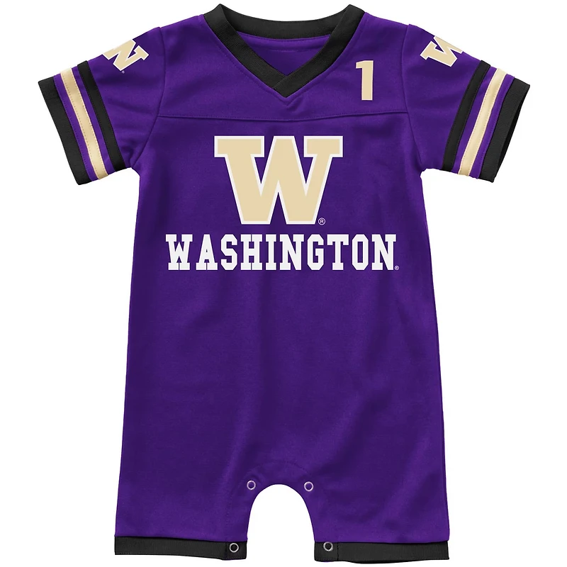 Newborn  Infant Colosseum Washington Huskies Bumpo Football Logo Romper