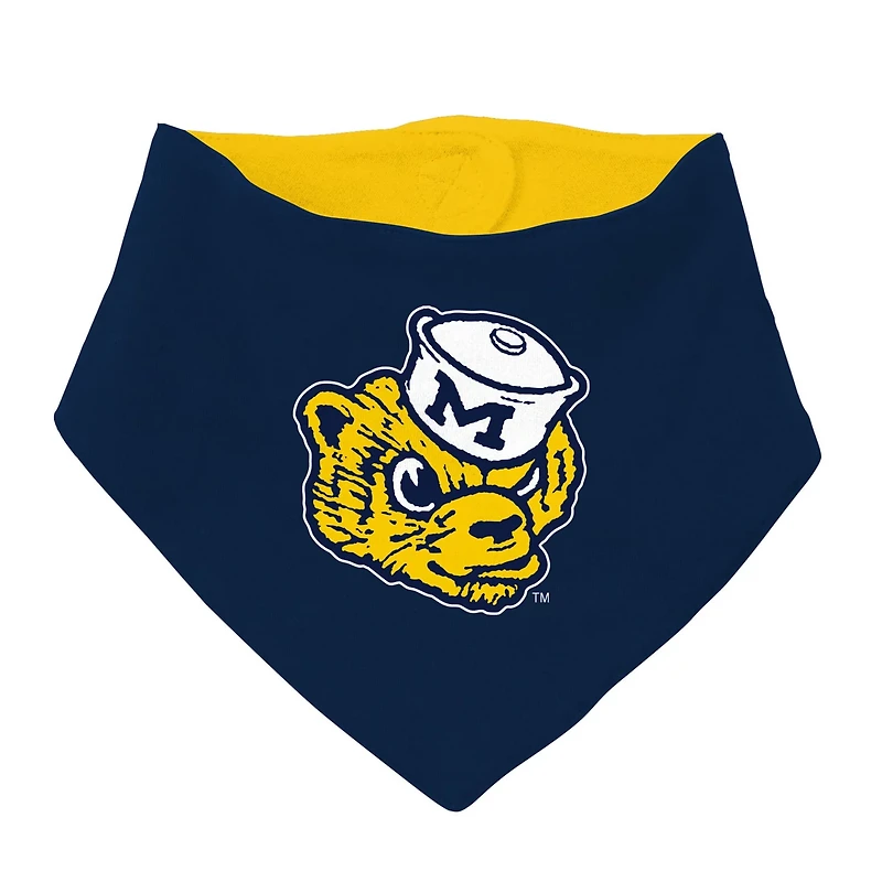Newborn  Infant Mitchell Ness Michigan Wolverines 3-Pack Bodysuit Bib and Bootie Set