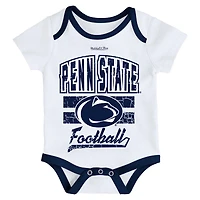 Newborn  Infant Mitchell Ness Penn State Nittany Lions 3-Pack Bodysuit Bib and Bootie Set
