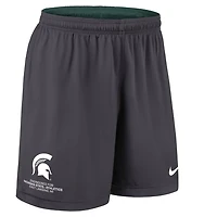 Nike Charcoal Michigan State Spartans 2025 Sideline Reversible Dri-FIT Shorts