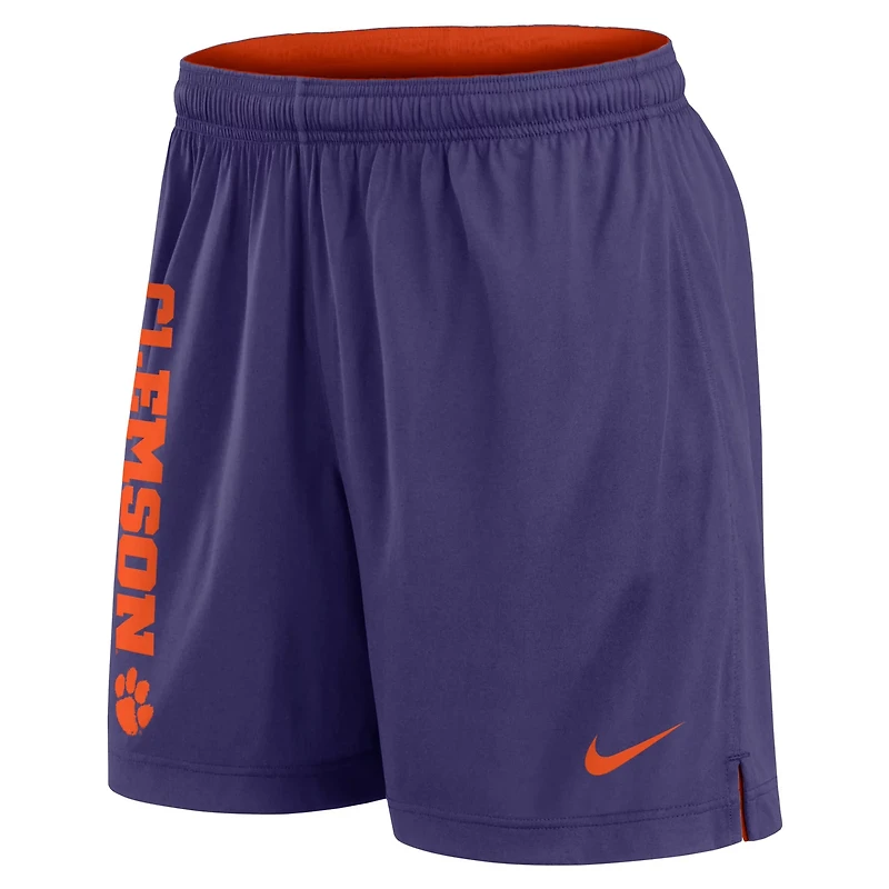 Nike Purple Clemson Tigers Courtside Standard Issue Dri-FIT Reversible Shorts