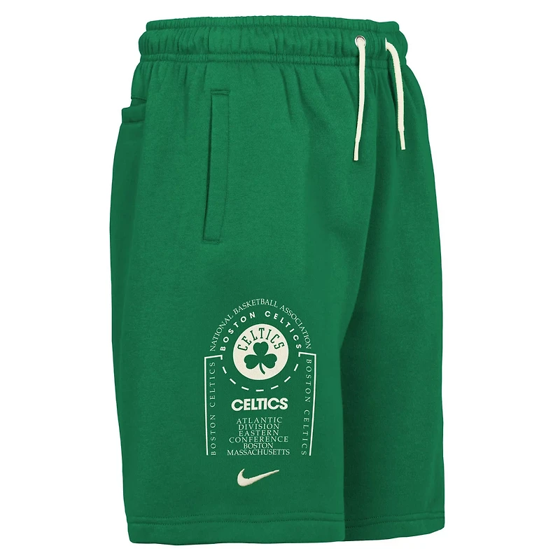 Youth Nike Kelly Boston Celtics Courtside Club Fleece Shorts
