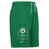 Youth Nike Kelly Boston Celtics Courtside Club Fleece Shorts