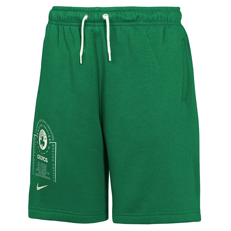 Youth Nike Kelly Boston Celtics Courtside Club Fleece Shorts