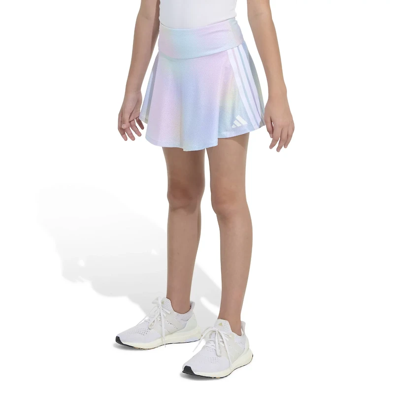 adidas Girls' AOP 3S Rainbow Gradient Flounce Skort