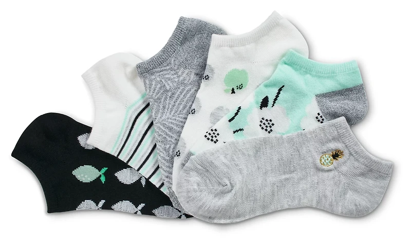 BCG Women's Pineapple Friends No Show 6 Pack