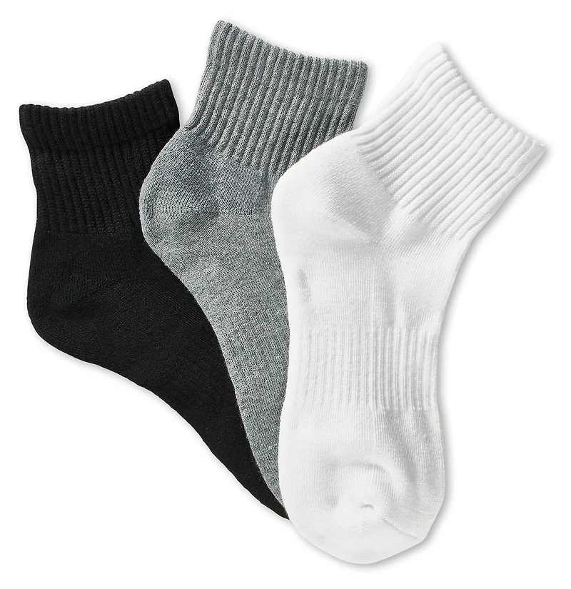 BCG Unisex Solids Quarter Socks 3 Pack