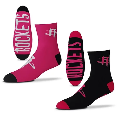 For Bare Feet Houston Rockets 2-Pack Team Quarter-Length Socks