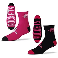 For Bare Feet Houston Rockets 2-Pack Team Quarter-Length Socks