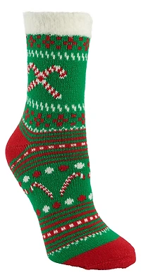 Magellan Women's Candy Cane Fairisle Foldover Crew Lodge Socks