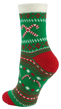 Magellan Women's Candy Cane Fairisle Foldover Crew Lodge Socks