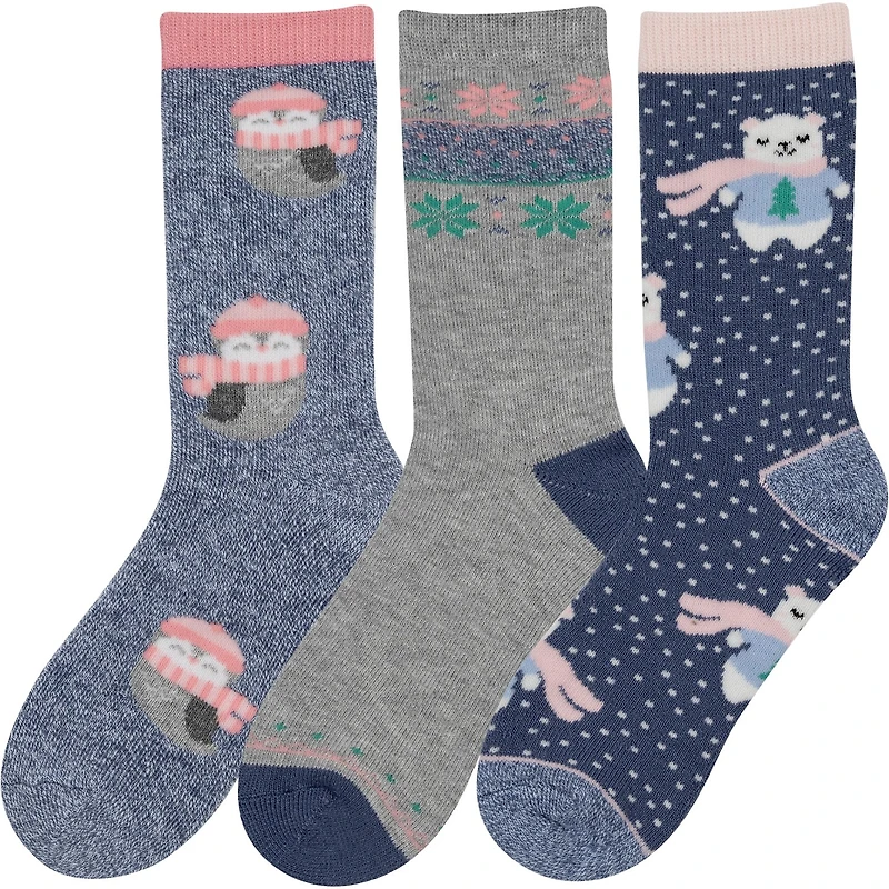Magellan Youth Winter Bears Owls Crew Sock 3 Pack