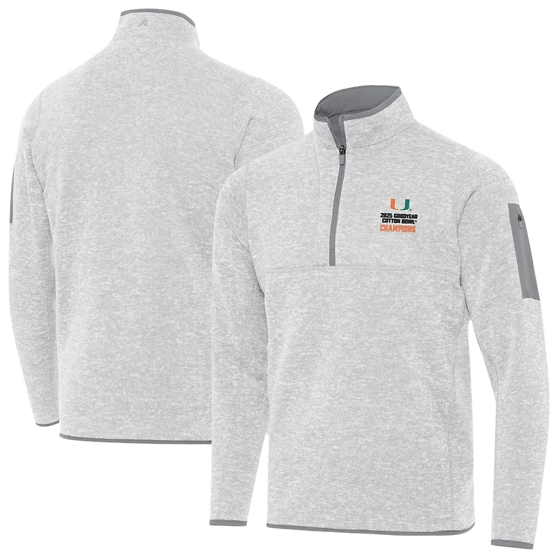 Antigua Miami Hurricanes College Football Playoff 2025 Cotton Bowl Champions Fortune Quarter-Zip Sweatshirt