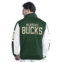 G-III Sports by Carl Banks Hunter White Milwaukee Bucks Back Field Full-Zip Track Jacket