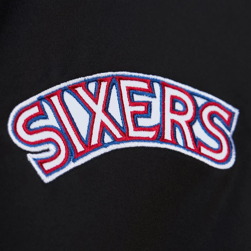 Mitchell & Ness Men’s Philadelphia 76ers Hardwood Classics Blackout Collection Satin Full-Zip Jacket