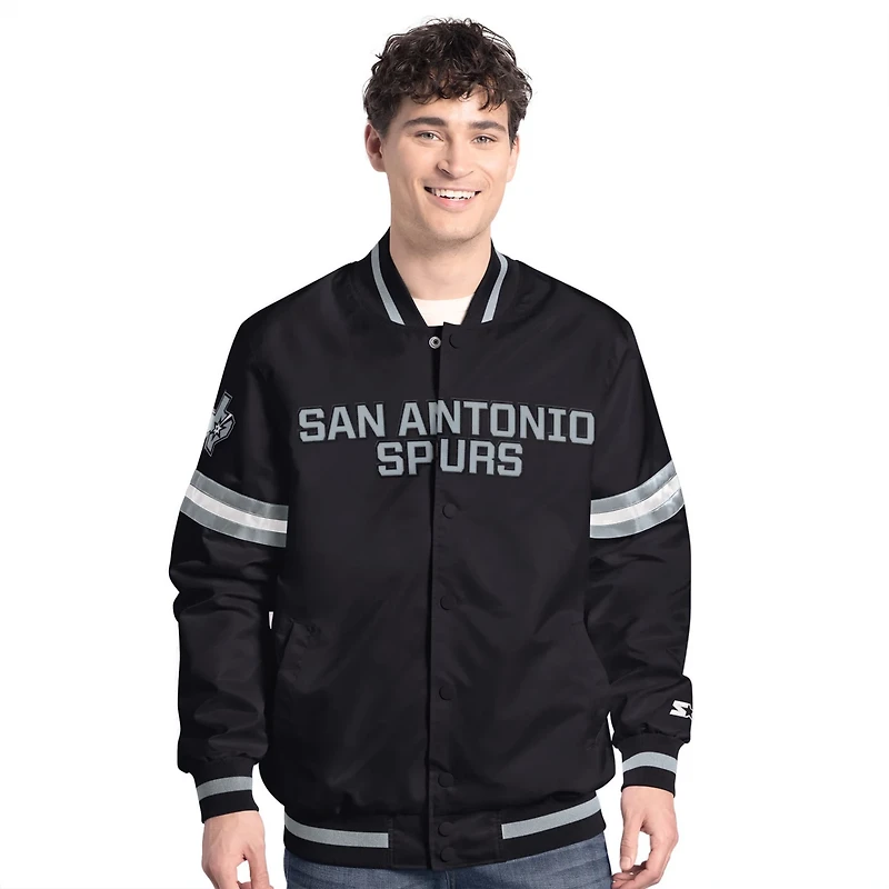 Starter Silver San Antonio Spurs Scout Full Snap Varsity Jacket