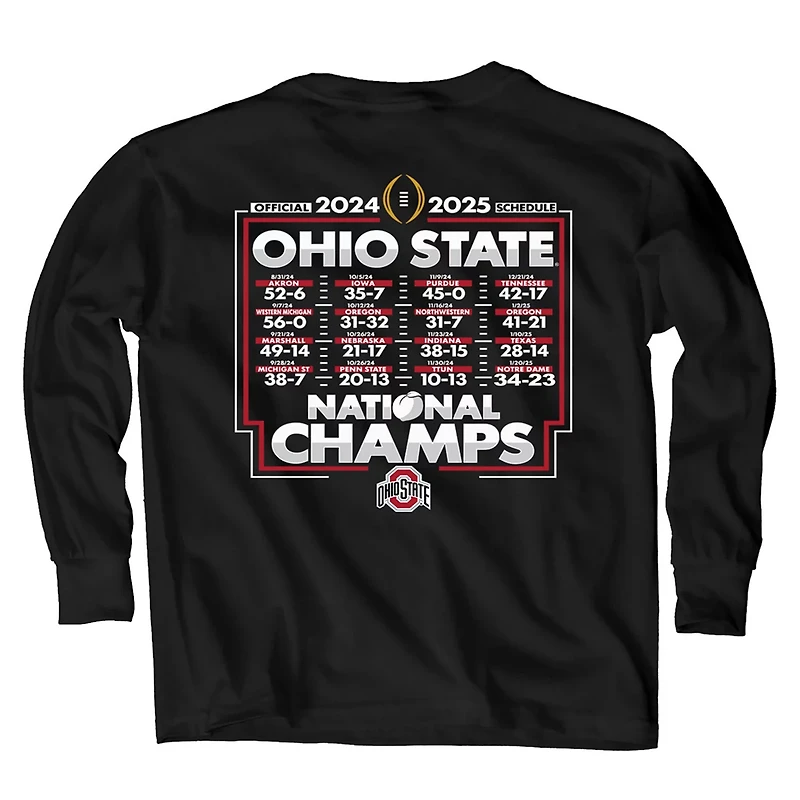 84 Ohio State Buckeyes College Football Playoff 2024 National Champions Schedule Long Sleeve T-Shirt