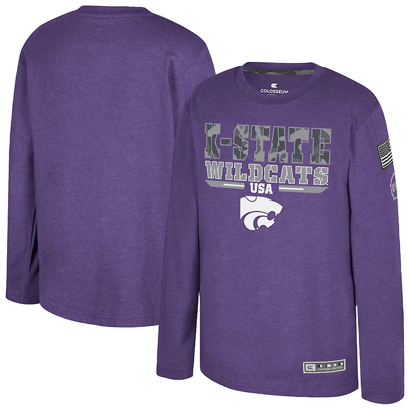 Colosseum Heather Kansas State Wildcats OHT Military Appreciation Oorah Long Sleeve T-Shirt