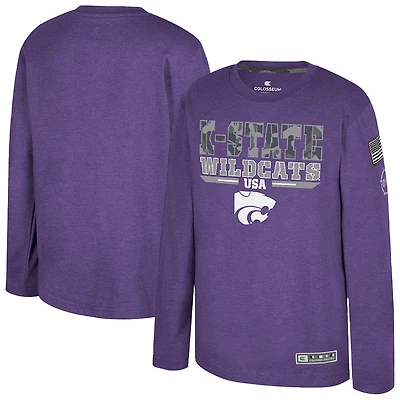 Colosseum Heather Kansas State Wildcats OHT Military Appreciation Oorah Long Sleeve T-Shirt