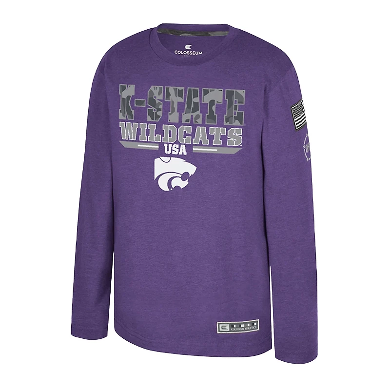 Colosseum Heather Kansas State Wildcats OHT Military Appreciation Oorah Long Sleeve T-Shirt