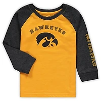 Colosseum Heathered Iowa Hawkeyes Long Sleeve Raglan T-Shirt