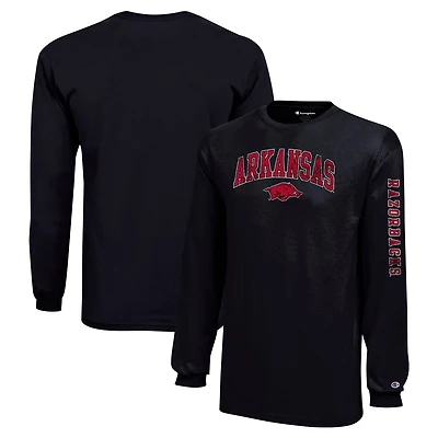 Youth Champion Arkansas Razorbacks Distressed Arch Over Logo Long Sleeve T-Shirt