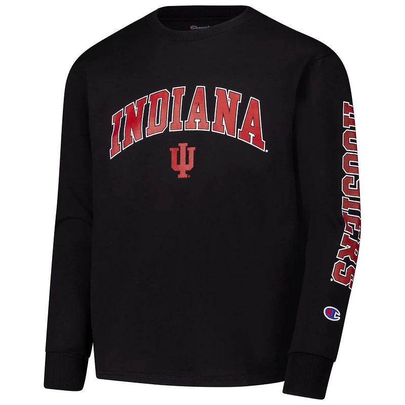 Youth Champion Indiana Hoosiers Distressed Arch Over Logo Long Sleeve T-Shirt