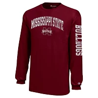 Youth Champion Mississippi State Bulldogs Distressed Arch Over Logo Long Sleeve T-Shirt