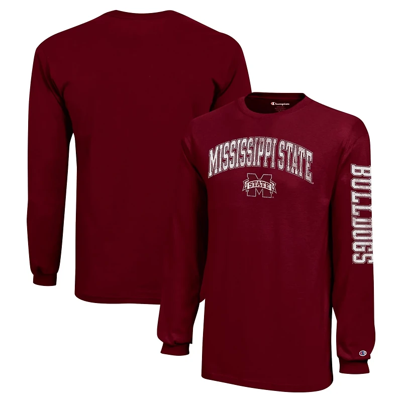 Youth Champion Mississippi State Bulldogs Distressed Arch Over Logo Long Sleeve T-Shirt