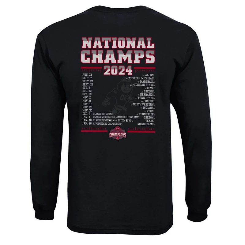 Youth Champion Ohio State Buckeyes College Football Playoff 2024 National Champions Schedule Long Sleeve T-Shirt