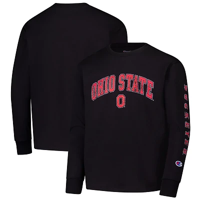 Youth Champion Ohio State Buckeyes Distressed Arch Over Logo Long Sleeve T-Shirt