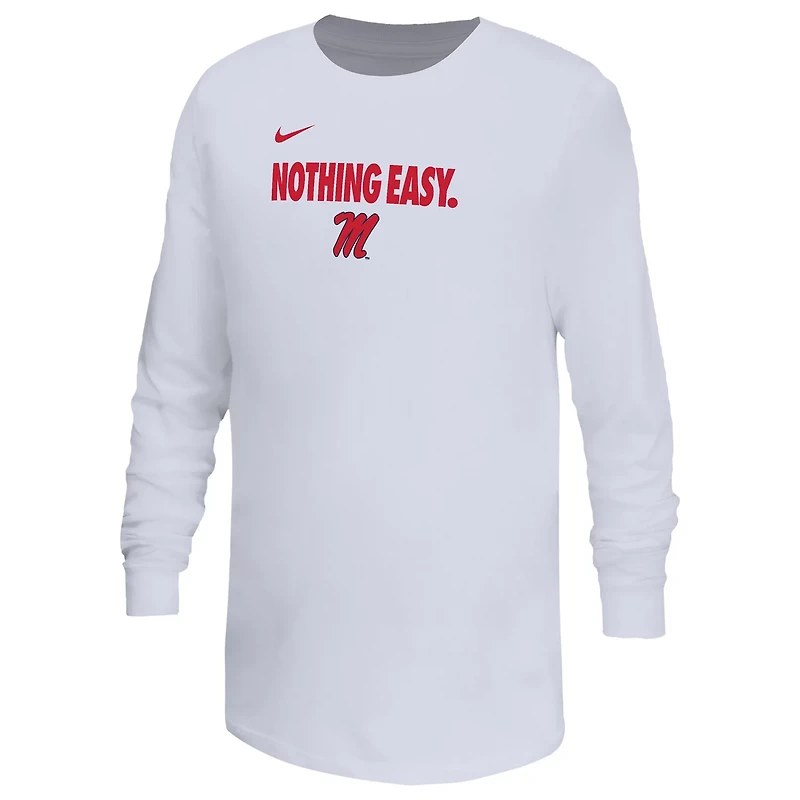 Youth Nike Ole Miss Rebels 2025 On-Court Bench Long Sleeve T-Shirt