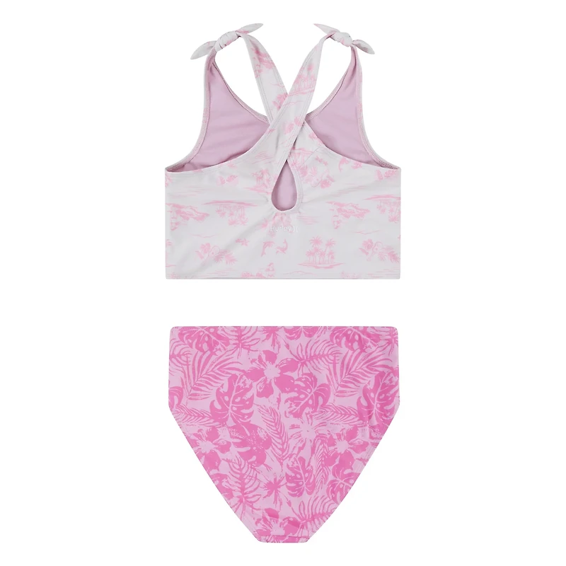 Hurley Girls' Crossback Tankini 2-Piece Swim Set
