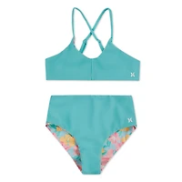 Hurley Girls' Reversible Triangle Bralette Bikini 2-Piece Swim Set