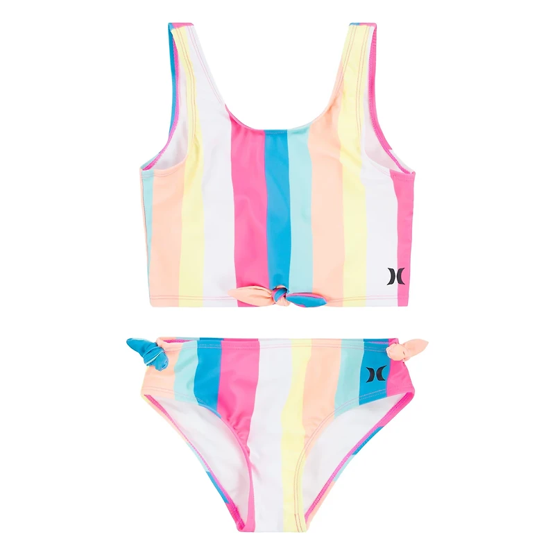 Hurley Girls' Stripe Crop Tankini Swim Set