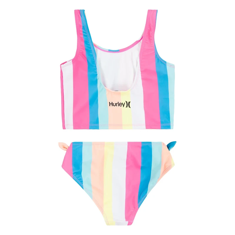 Hurley Girls' Stripe Crop Tankini Swim Set