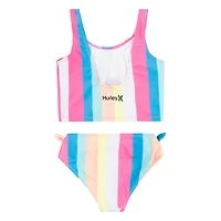 Hurley Girls' Stripe Crop Tankini Swim Set
