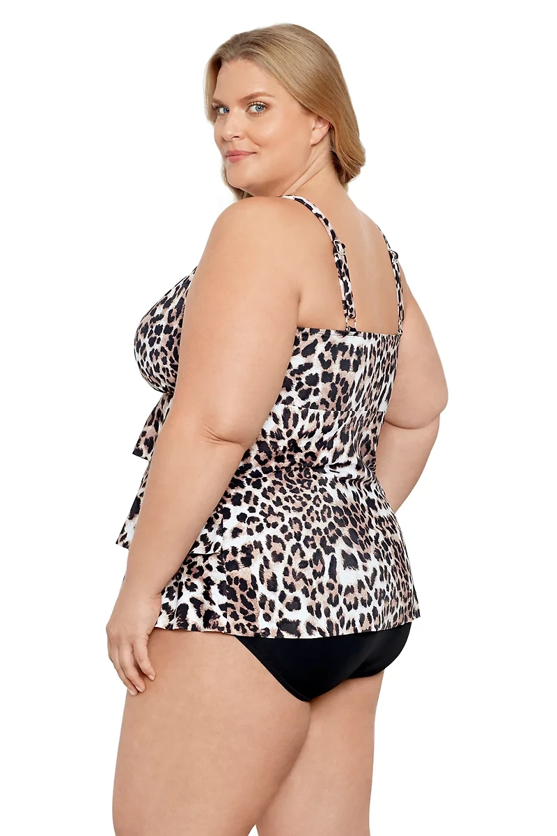 Swim Solutions Women's Hidden Spots Triple Tier Tankini Top