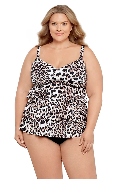 Swim Solutions Women's Hidden Spots Triple Tier Tankini Top