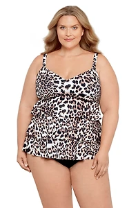 Swim Solutions Women's Hidden Spots Triple Tier Tankini Top