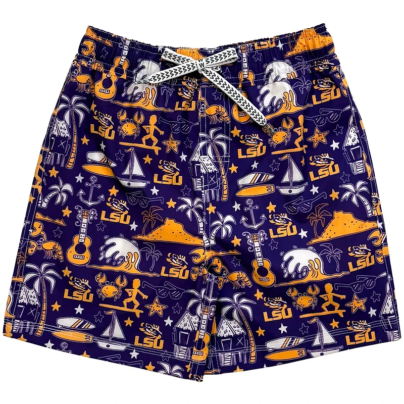 Youth Wes  Willy LSU Tigers Luau Swim Trunks