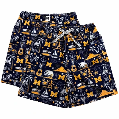 Youth Wes  Willy Michigan Wolverines Luau Swim Trunks
