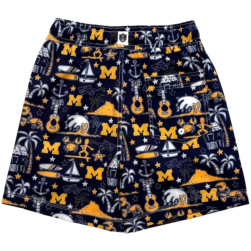 Youth Wes  Willy Michigan Wolverines Luau Swim Trunks