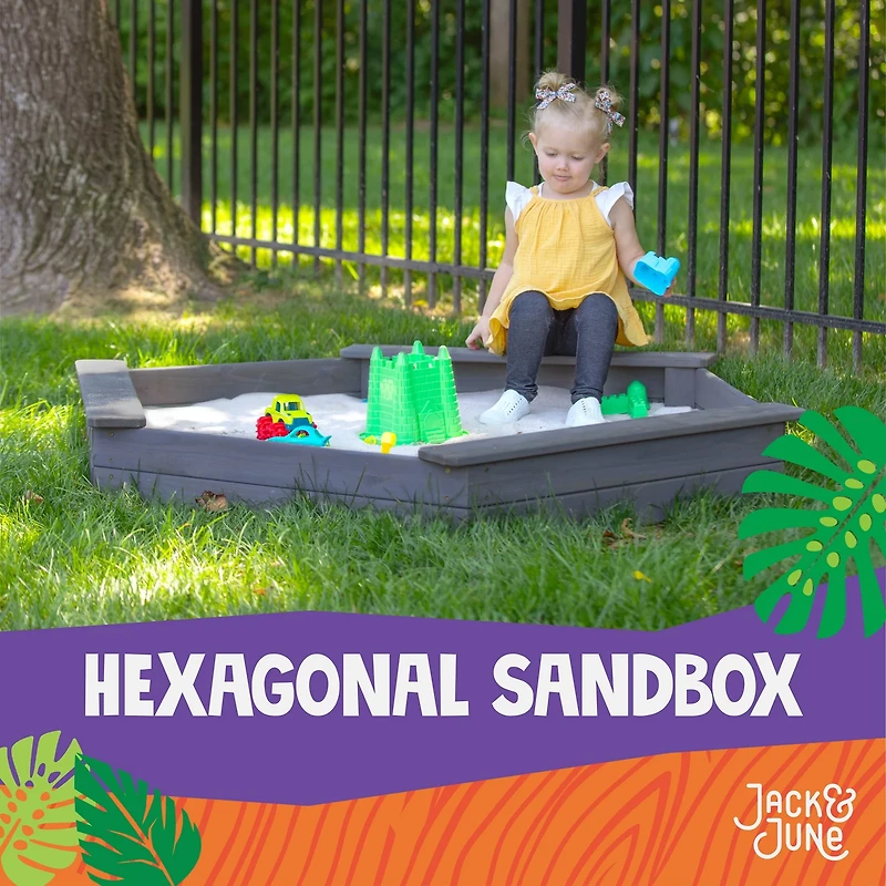 Jack & June Hexagonal Cedar Sand Box Playset