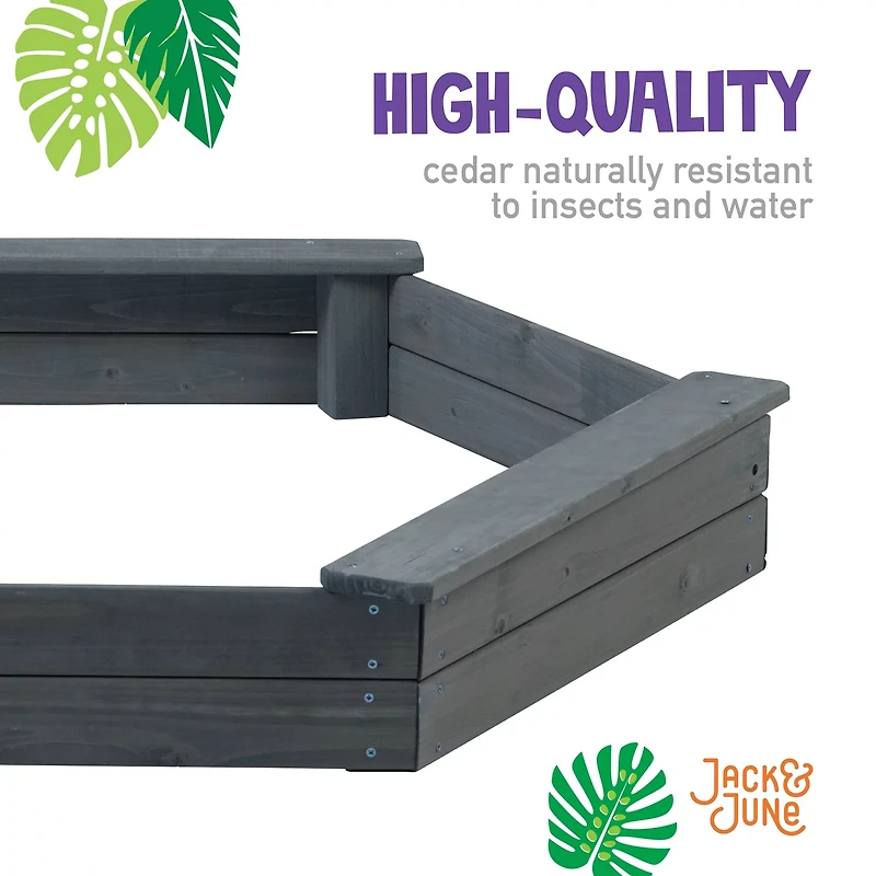 Jack & June Hexagonal Cedar Sand Box Playset