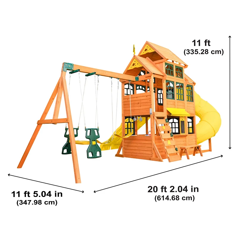 KidKraft Atlas Point Wooden Outdoor Swing Set/Playset