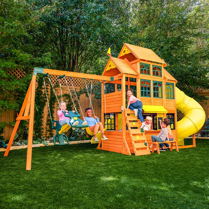 KidKraft Atlas Point Wooden Outdoor Swing Set/Playset