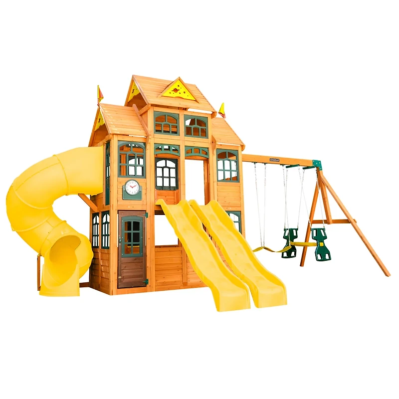 KidKraft Atlas Point Wooden Outdoor Swing Set/Playset